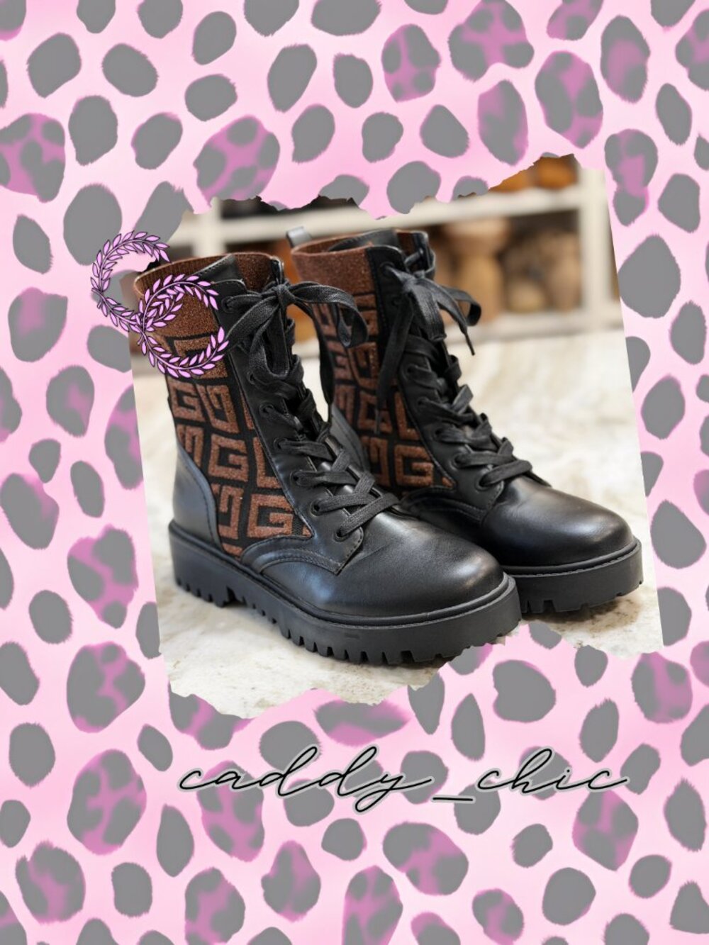 GUESS Olinia Black & Copper Boots EUC Size 8.5